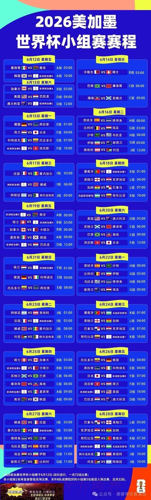 2026世界杯完整赛程最新 2026世界杯完整赛程最新